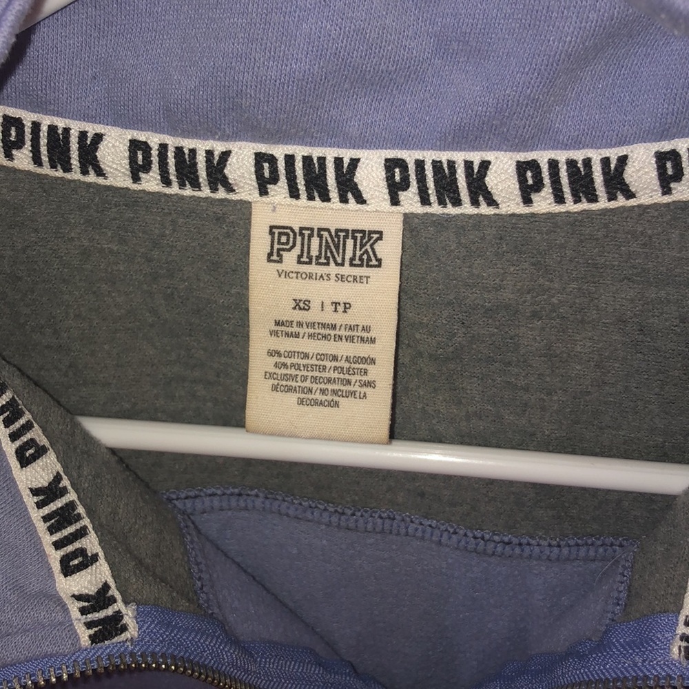 PINK VICTORIA’S SECRET quarter zip sweatshirt purple and gray XS PINK VS top​ - Picture 5 of 8